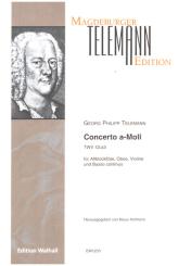 Telemann, Georg Philipp: Concerto a-Moll TWV43:a3 für Altblockflöte, Oboe, Violine ujnd basso continuo, Partitur und Stimmen 