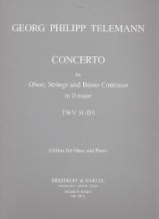 Telemann, Georg Philipp: Konzert D-Dur für Oboe, Violinen und Bc, für Oboe und Klavier 