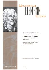 Telemann, Georg Philipp: Konzert G-Dur TWV43:G6 für Altblockflöte, Oboe, Violine und Basso continuo, Klavierauszug mit Solostimme 