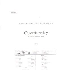 Telemann, Georg Philipp: Ouverture à 7 für 3 Oboen, 2 Violinen, Viola und Basso continuo, Cembalo (Klavier),, Streicher-Ergänzungssatz - 2 Violinen I, 3 Violinen II, Viola, 2 Bassi 