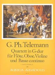 Telemann, Georg Philipp: Quartett G-Dur für Flöte, Oboe, Violine und Bc, Partitur und Stimmen 