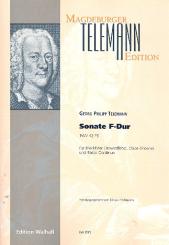Telemann, Georg Philipp: Sonate F-Dur TWV42:F9 für Blockflöte (Traversflöte), Oboe (Violine) und Bc, Partitur und Stimmen (Bc ausgesetzt) 