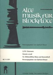 Telemann, Georg Philipp: Sonate a-Moll für Altblockflöte, Oboe und Bc, Partitur und Stimmen 