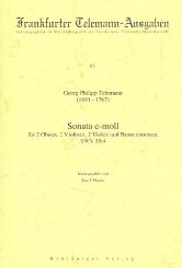 Telemann, Georg Philipp: Sonate e-Moll TWV50:4 für 2 Oboen, 2 Violinen, 2 Violen und Bc, Partitur 