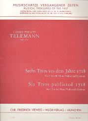 Telemann, Georg Philipp: Trio Nr.1 für Oboe, Violine und Bc, Partitur und Stimmen (Bc ausgesetzt) 