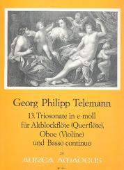 Telemann, Georg Philipp: Triosonate e-Moll Nr.13 für Altblockflöte (Flöte), Oboe, (Violine) und Bc 