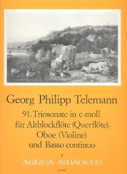 Telemann, Georg Philipp: Triosonate c-Moll Nr.91 für Altblockflöte, Oboe und Bc 