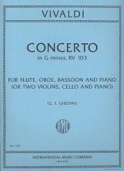 Vivaldi, Antonio: Concerto in g Minor F.XII:4 for flute, oboe, bassoon and piano, (2 violins, cello and piano),  parts 