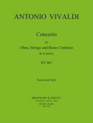 Vivaldi, Antonio: Konzert a-Moll RV461 für Oboe, Streicher und Bc, Partitur und Stimmen 