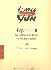 Yun, Isang: Espace 2 für Violoncello, Harfe und Oboe ad lib., Partitur und Stimmen 