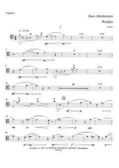 Abrahamsen, Hans: Walden - Woodwind Quintet no.2 for flute, oboe, clarinet, bassoon, horn, set of parts 