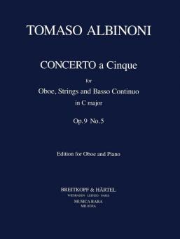 Albinoni, Tomaso: Concerto à cinque C major op.9,5 for oboe and strings for oboe, and piano 