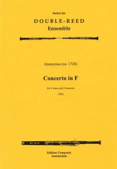 Anonymus: Concerto F Major for 4 oboes and 2 bassoons, score and parts 