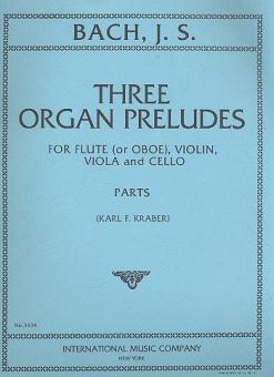 Bach, Johann Sebastian: 3 Organ Preludes for flute (oboe), violin, viola and cello 