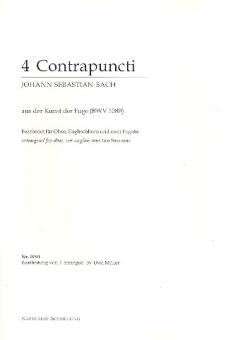 Bach, Johann Sebastian: 4 Contrapuncti aus der Kunst der Fuge BWV1080 für Oboe, Englischhorn und 2 Fagotte, Partitur und Stimmen 