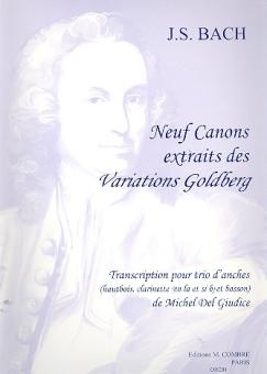 Bach, Johann Sebastian: 9 Canons (extrait des Variations Goldberg) pour hautbois, clarinette et basson, partition et parties 