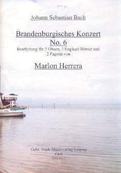 Bach, Johann Sebastian: Brandenburgisches Konzert Nr.6 BWV1051 für 2 Oboen, 2 Englischhörner und 2 Fagotte, Partitur und Stimmen 