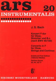 Bach, Johann Sebastian: Konzert F-Dur  für Oboe, Streicher und Bc, Partitur 