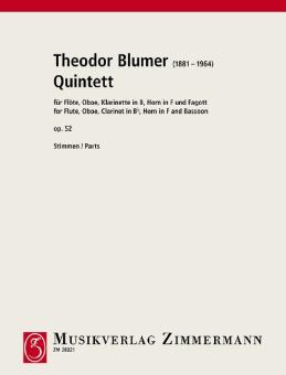 Blumer, Theodor: Quintett op.52 für Flöte, Oboe, Klarinette, Horn und Fagott, Stimmen 