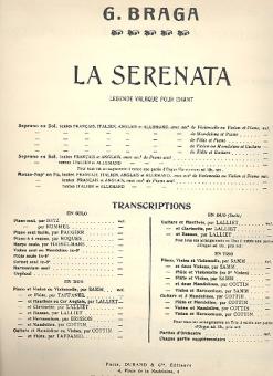 Braga, Gaetano: La serenata pour hautbois ou cor anglais et piano, Lalliet, Th., arr. 