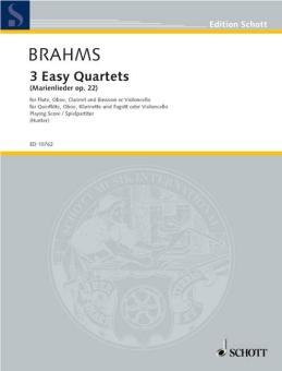 Brahms, Johannes: 3 easy quartets for flute, oboe, clarinet and bassoon, parts 