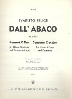 Dall'Abaco, Evaristo Felice: Konzert C-Dur op.5,5 für Oboe und Streichorchester, Fagott 