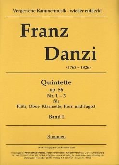 Danzi, Franz: 3 Quintette op.56 für Flöte, Oboe, Klarinette, Horn und Fagott, Stimmen 