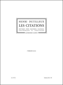 Dutilleux, Henri: Les Citations pour hautbois, clavecin, contrebasse et percussion, partition 