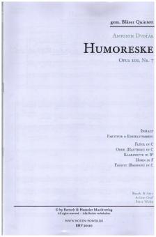 Dvorak, Antonin Leopold: Humoreske op.101,7 für Flöte, Oboe, Klarinette, Horn und Fagott, Partitur und Stimmen 
