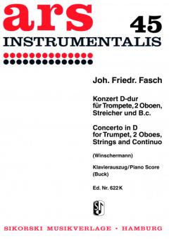 Fasch, Johann Friedrich: Konzert D-Dur  für Trompete, 2 Oboen und Streicher, Klavierauszug 