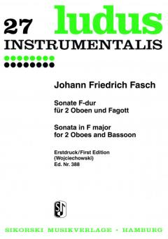 Fasch, Johann Friedrich: Sonate F-Dur  für 2 Oboen und Fagott, Partitur und Stimmen 
