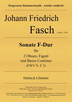Fasch, Johann Friedrich: Sonate F-Dur (FWV N: F2) für 2 Oboen, Fagott und Bc, Partitur und Stimmen 