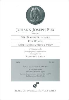 Fux, Johann Joseph: Sinfonia und Allegro für Flöte, Oboe, Klarinette und Fagott, Partitur und Stimmen 