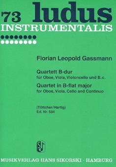 Gassmann, Florian Leopold: Quartett B-Dur für Oboe, Viola, Violoncello und Bc,  Stimmen 