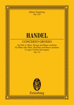 Händel, Georg Friedrich: Concerto grosso g major op.3,3 for oboe and strings, Miniature score 