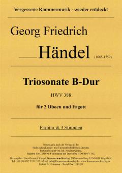 Händel, Georg Friedrich: Triosonate B-Dur HWV 388 für 2 Oboen und Fagott, Partitur und Stimmen 