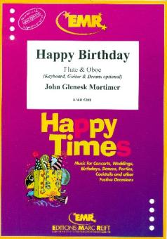 Happy Birthday for flute and oboe (Percussion group ad lib), score and parts 