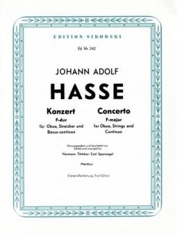 Hasse, Johann Adolph: Konzert F-Dur für Oboe, Streicher und Bc, Partitur 