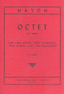 Haydn, Franz Joseph: Octet F major for 2 oboes, 2 clarinets, 2 horns and 2 bassoons, study score 