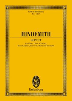 Hindemith, Paul: Septett für Flöte, Oboe, Klarinette, Baßklarinette, Fagott, Horn und Trompete, Studienpartitur 