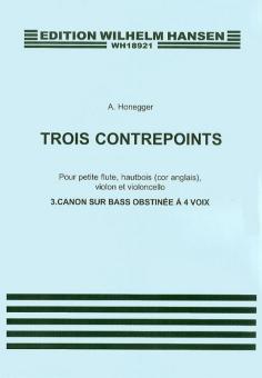 Honegger, Arthur: Contrepoint no.3 pour petite flute, hautbois (cor angl), violon et violoncelle, partition et parties 