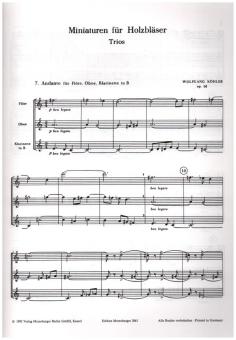 Köhler, Wolfgang: Miniaturen op.68 Band 2 für Flöte, Oboe, Klarinette und Fagott, Partitur und Stimme 