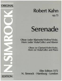 Kahn, Robert: Serenade f-Moll op.73 für Oboe, Horn und Klavier, Klavierauszug 