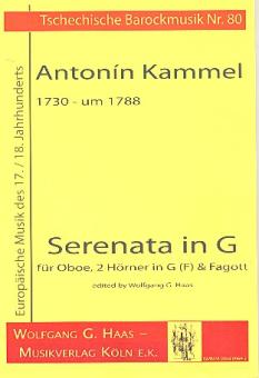 Kammel, Antonín: Serenata in G für Oboe, 2 Hörner in G (F) und Fagott, Partitur und Stimmen 