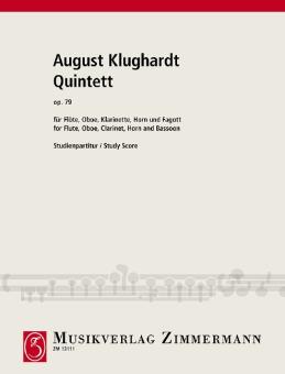 Klughardt, August: Quintett op.79 für Flöte, Oboe, Klarinette, Horn und Fagott, Studienpartitur 