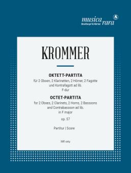 Krommer, Franz Vinzenz: Oktett-Partita F-Dur für 2 Oboen, 2 Klarinetten, 2 Hörner und 2 Fagotte und Kontrafagott ad, Partitur und 9 Stimmen 
