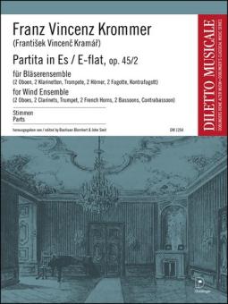 Krommer, Franz Vinzenz: Partita Es-Dur op.45,2 für 2 Oboen, 2 Klarinetten, Trompete, 2 Hörner, 2 Fagotte, und Kontrafagott,   Stimmen 
