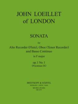 Loeillet, Jean Baptiste (John of London): Sonate f-Moll op.1,1 für Altblockflöte (Flöte), Oboe (Tenorblockflöte) und Bc, Stimmen 