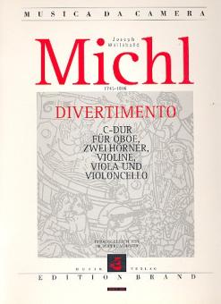 Michl, Josef Willibald: Divertimento C-Dur für Oboe, 2 Hörner, Violine, viola und Violoncello, Partitur und Stimmen 