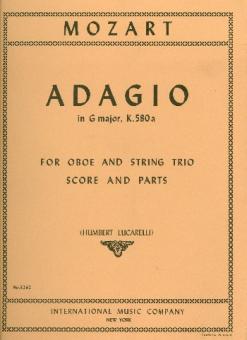 Mozart, Wolfgang Amadeus: Adagio g major KV580a for oboe, violin, viola and violoncello, score and parts 
